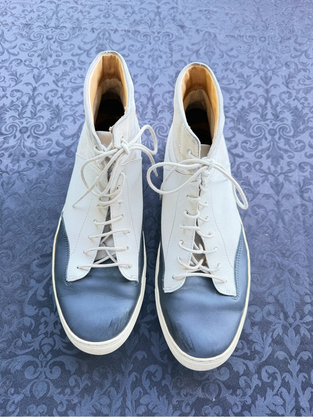 TCG Porter High Top Sneakers Men’s Size 45 Gray Blue Leather Suede Casual Shoes